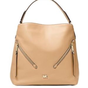Michael Kors Evie Hobo Tan / Camel Leather Shoulder Bag Purse